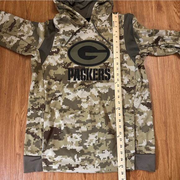 NIKE DRI FIT NFL ON FIELD GREEN BAY PACKERS SALUTE TO SERVICE CAMO HOODIE MEDIUM - Picture 9 of 16